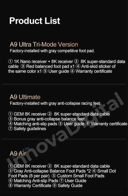 ATK Dragonfly A9 Ultimate Ασύρματο Gaming Mouse A9 Air PAW3950 Εξαιρετικά Ελαφρύ Εργονομικό Ποντίκι E-sports για Gamer FPS CSGO A9 Ultra