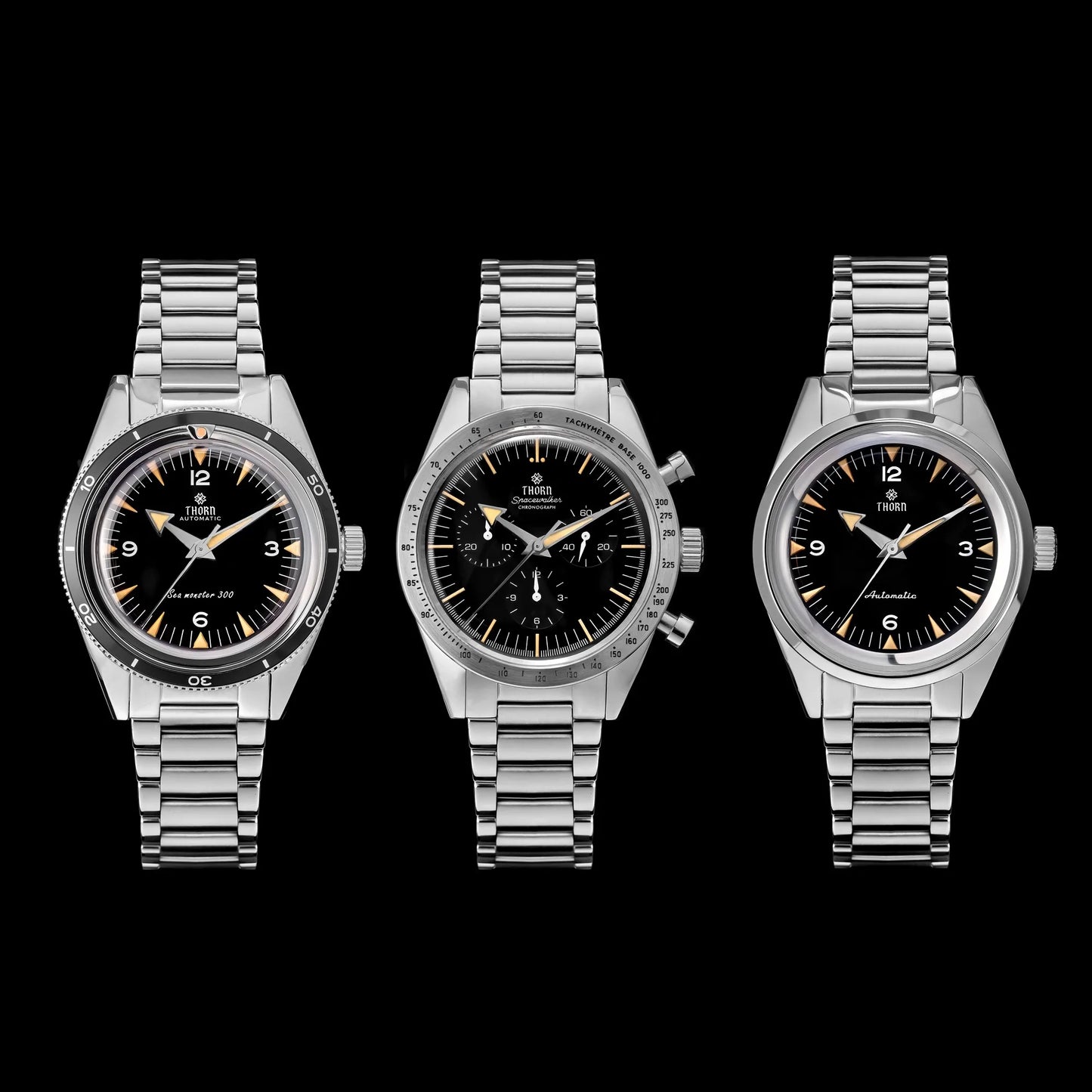 THORN T026 Automatic Watch 38mm Sapphire 316L Stainless Steel PT5000/Swiss Ronda Movement Vintage Style Luminous Men's Watch