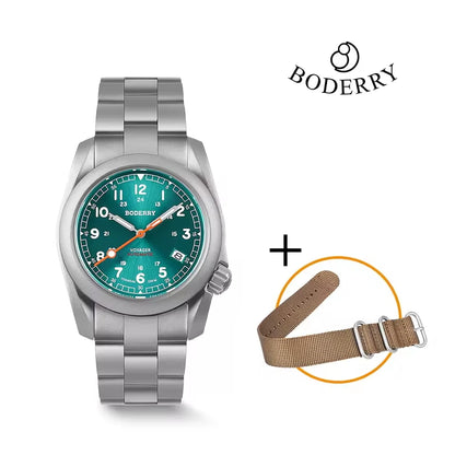 Boderry Field Watch VOYAGER Mens Watches 100M Waterproof Titanium Automatic Luminous For Seiko Movement Wristwatch