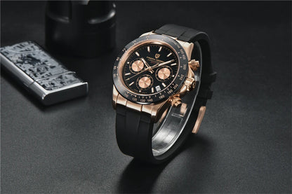 PAGANI DESIGN V2 40MM Relógio masculino de quartzo com mostrador meteorito, safira, cronógrafo retro, impermeável para homem