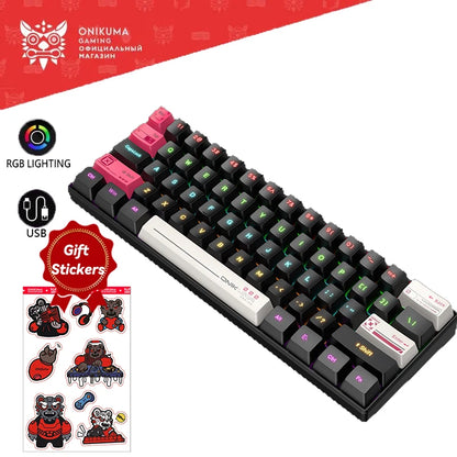 ONIKUMA G55 Mechanical Gaming Keyboard 61 Keys Layout RGB Customized Wired Colorful LED Backlit Keyboard for Computer Laptop PC
