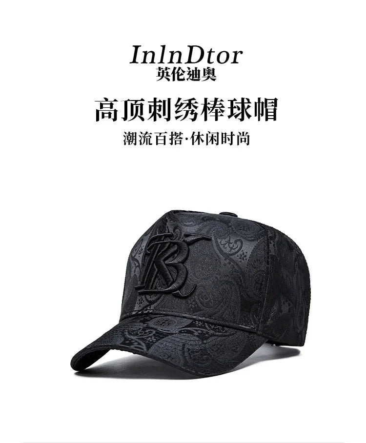 Casquette de baseball haute de mode brodée pour homme, imprimé noix de cajou, casquette décontractée d'extérieur, bordure sur le devant, toutes saisons