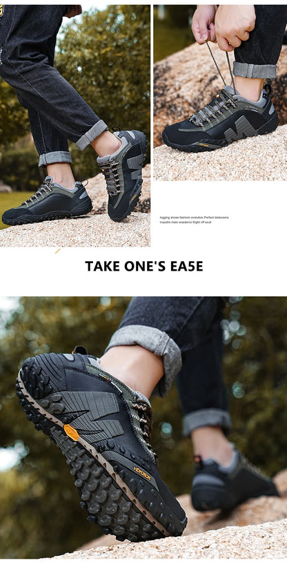 Scarpe da alpinismo da uomo in vera pelle per sport all'aria aperta, antiscivolo, da alpinismo ed escursionismo, scarpe traspiranti da turismo