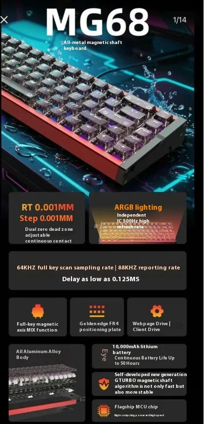 [NEW] IROK MG68 PIUS Keyboard MG68 ACE Magnetic Switch Mechanical Keyboard RGB 8K Gamer PC E-Sports Gaming Accessories Gift