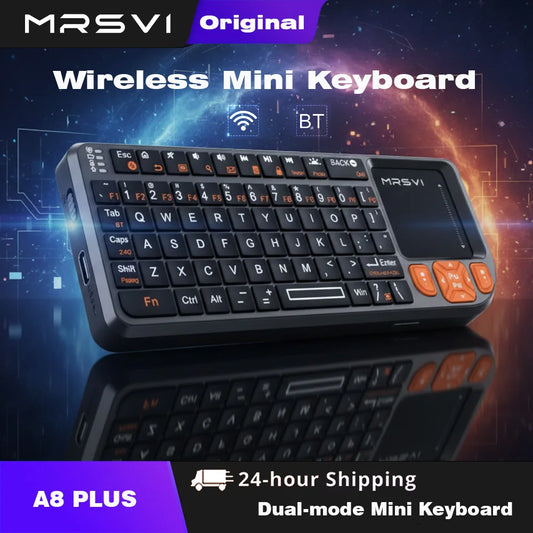 MRSVI Mini Keyboard A8 PLUS,Backlit 2.4GHz&Bluetooth5.0 Wireless Keyboard with Touchpad for Android TV Box,Mac,Laptop,Windows