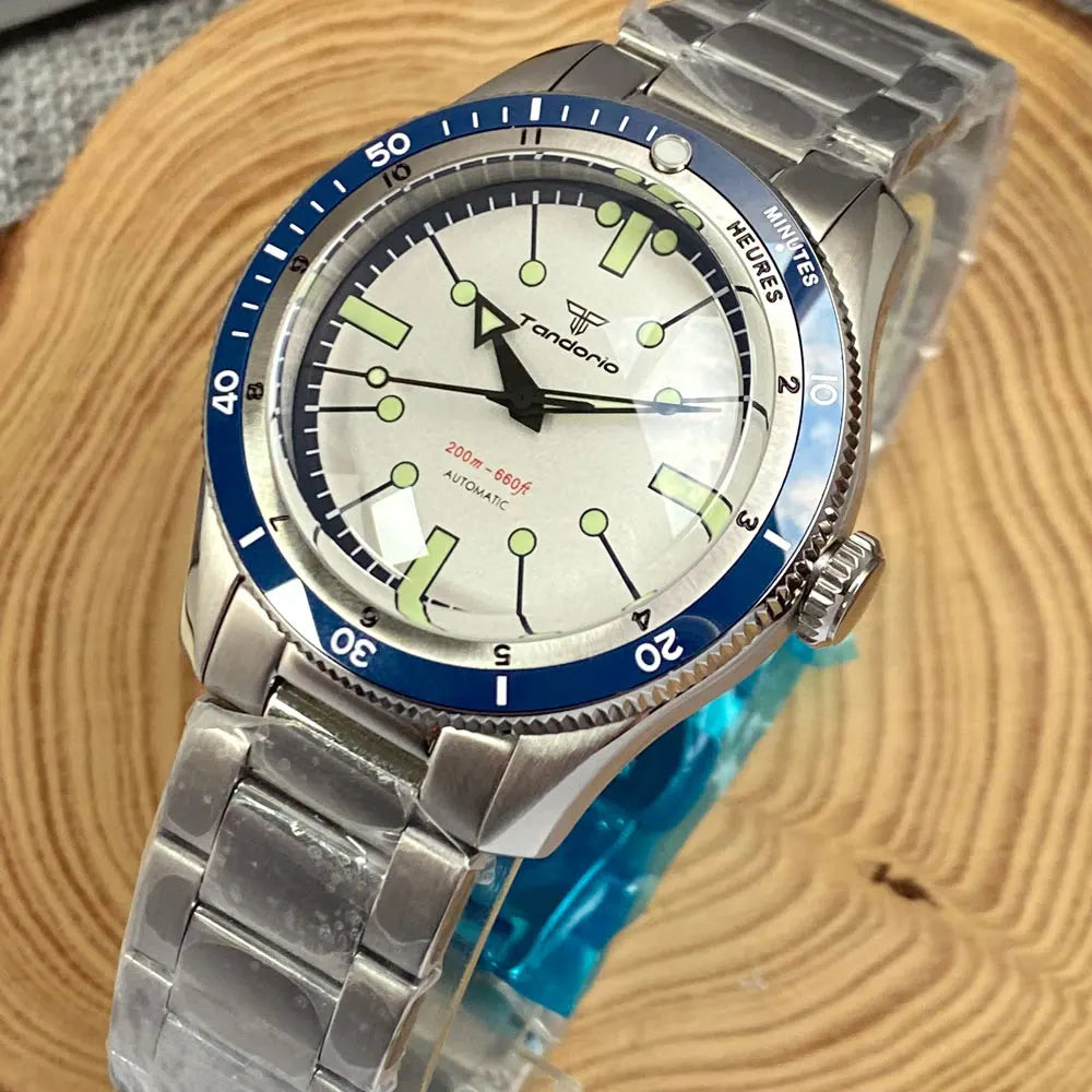 Pilot Watch 200M Water Resistant Mechanical Wristwatch NH35A PT5000 Miyota 8215 Domed Sapphire Glass 120 clicks Bezel Steel Band