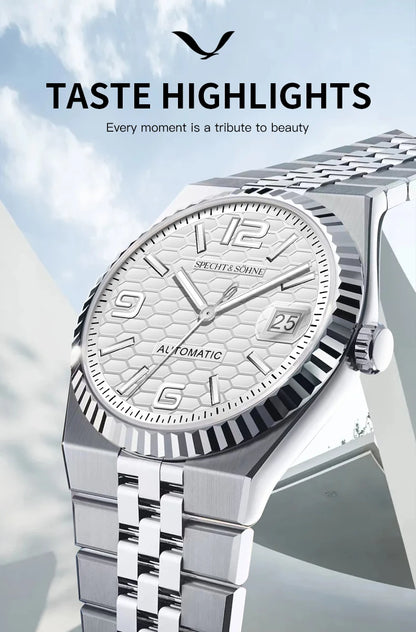 Specht & Söhne New Mens Watches Miyota 8215 Automatic Mechanical Wristwatches Stainless Steel Watch Relogio Masculino 37MM