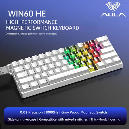 AULA WIN60 HE Magnetic Keyboard Wired Trigger 8K Return Esports Gamer Customize RGB Mechanical Gaming Keyboard