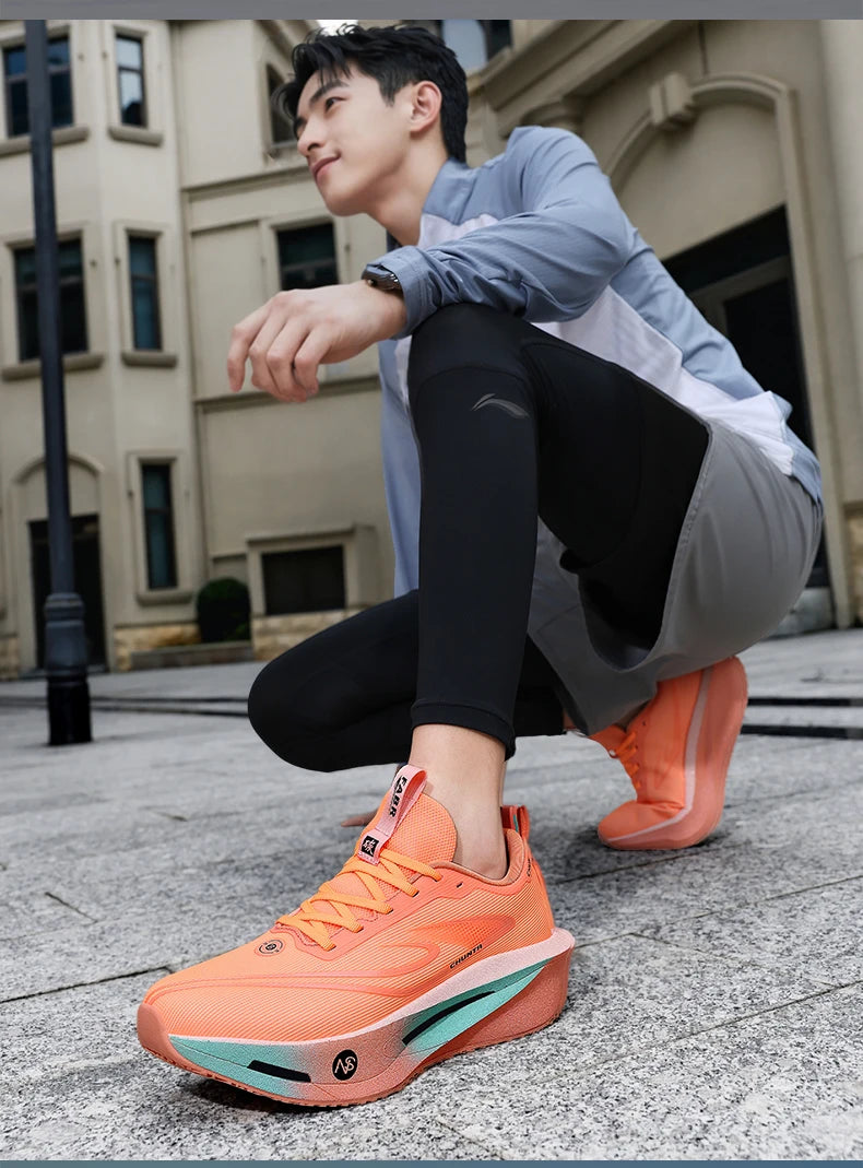 Løbesko med kulfiberplade til maraton, åndbare, lette, komfortable og skridsikre sportssneakers til mænd og kvinder