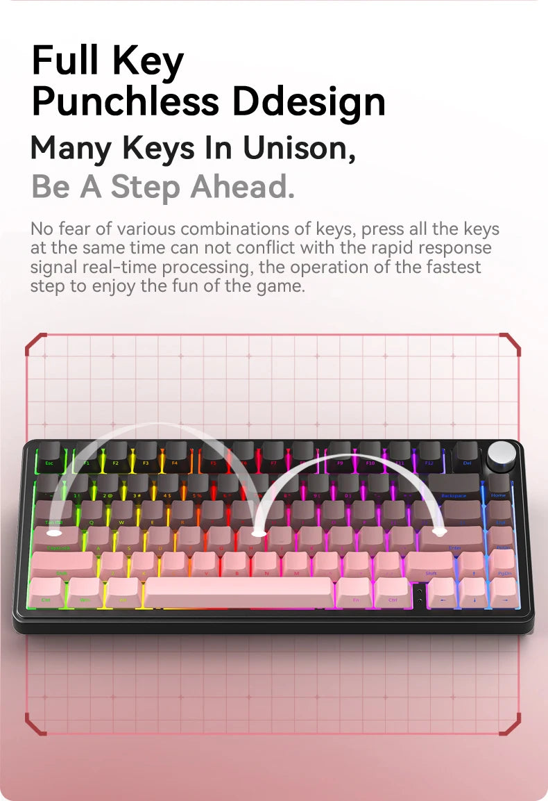 ATTACK SHARK X85/X85Pro Wireless Mechanical Keyboard 75% 82 Keys Tri-Mode Bluetooth Wired RGB Hot Swap Gasket Knob Large battery