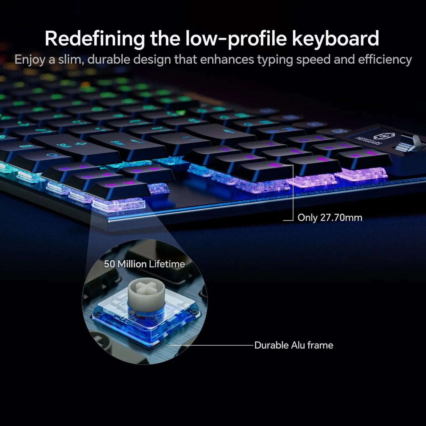 HEXGEARS A3 Mechanical Keyboard Kailh Switch Bluetooth/2.4G/Type-C Wired Connection 87 Key RGB Hot Swap Wireless Gaming Keyboard