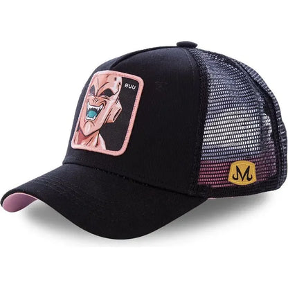 Dragon Ball Son Goku-Kappe, Sommer-Reisekappe mit Schirm, Herren-Kappe mit Stickerei, im Hip-Hop-Stil, Sonnenvisier, verstellbare Trucker-Kappe aus Netzstoff