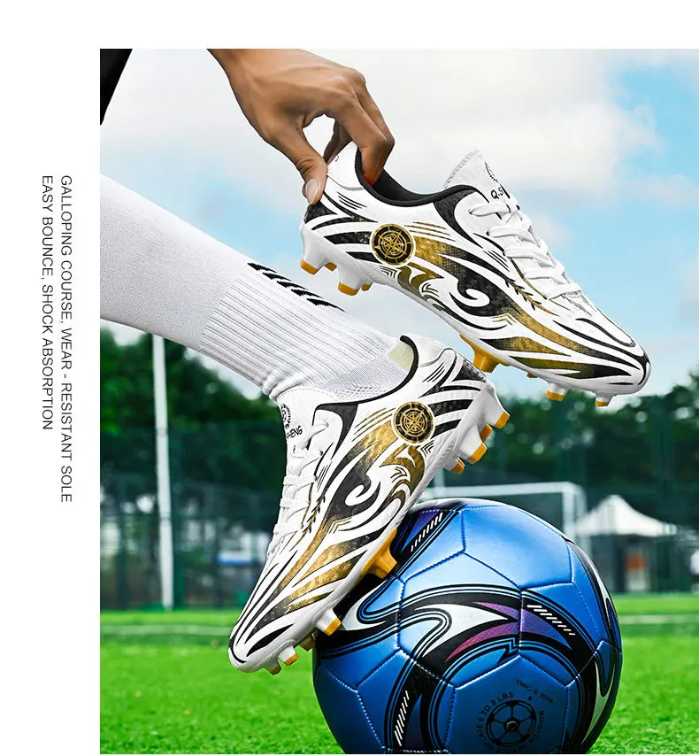 Scarpe da calcio originali da uomo, scarpe da allenamento, scarpe da calcio per bambini antiscivolo da esterno con tacchetti lunghi, scarpe da futsal da uomo, taglie 32-45