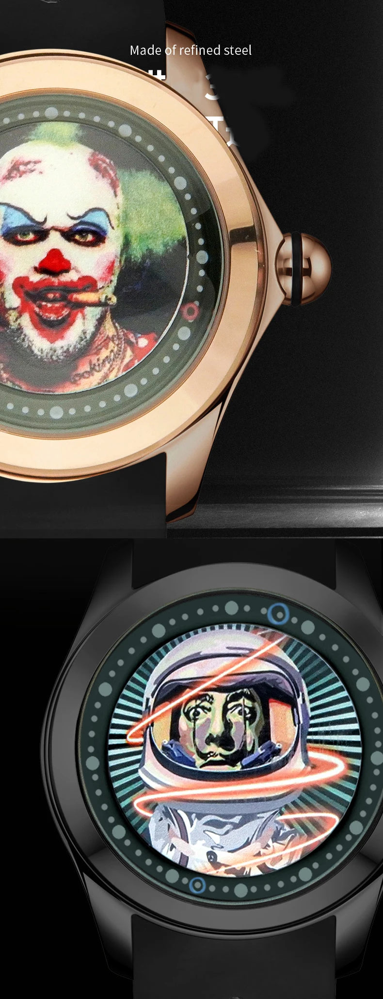 KAFYASE Fashion Earth  Bubble Rubber Automatic Watches Luxury Men 46mm Mechanical Wristwatches Art Eye Ball Dial Classic Watch