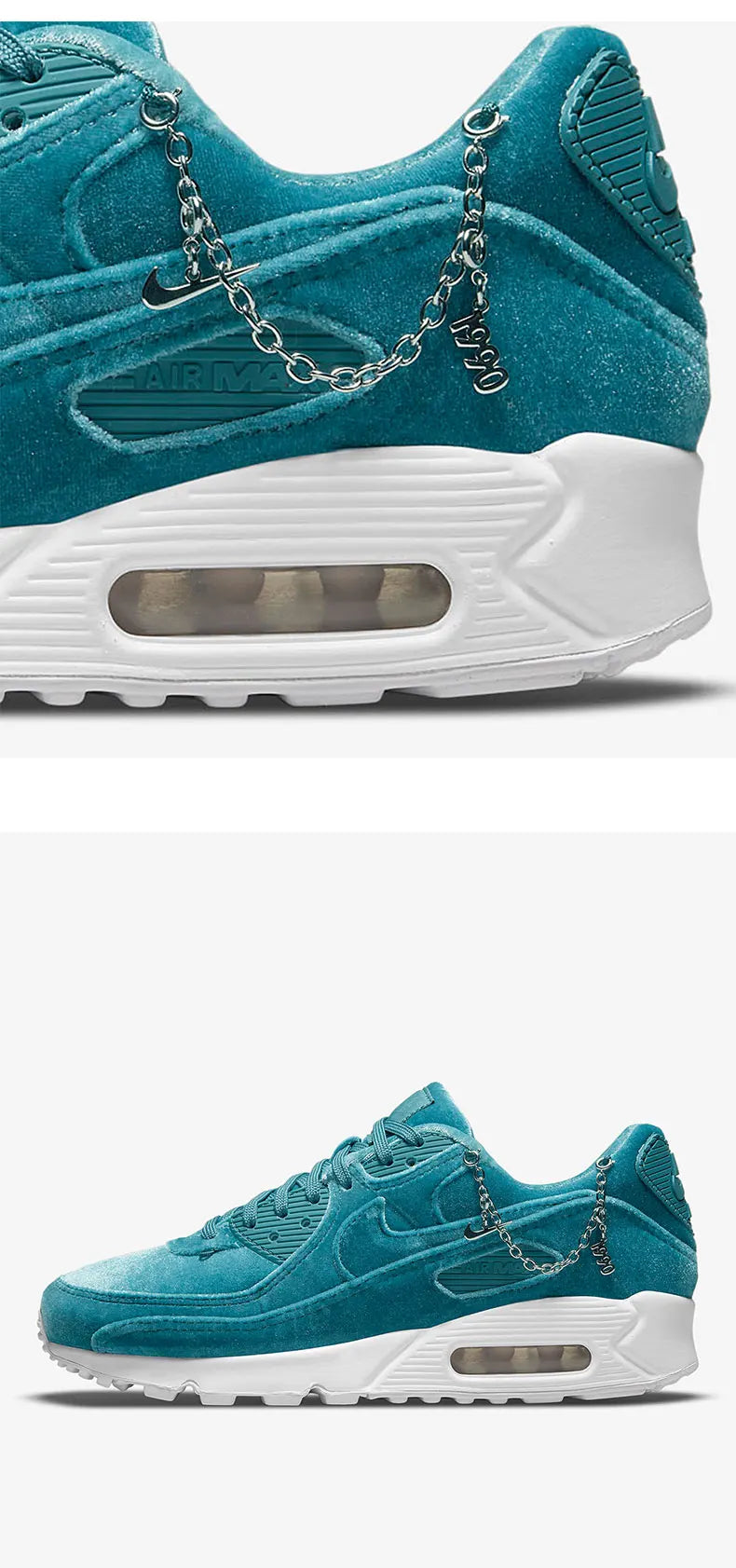 Chaussures de sport Nike Authentic Air Max 90 Blue Velvet pour femme avec amorti à air DO2194-001