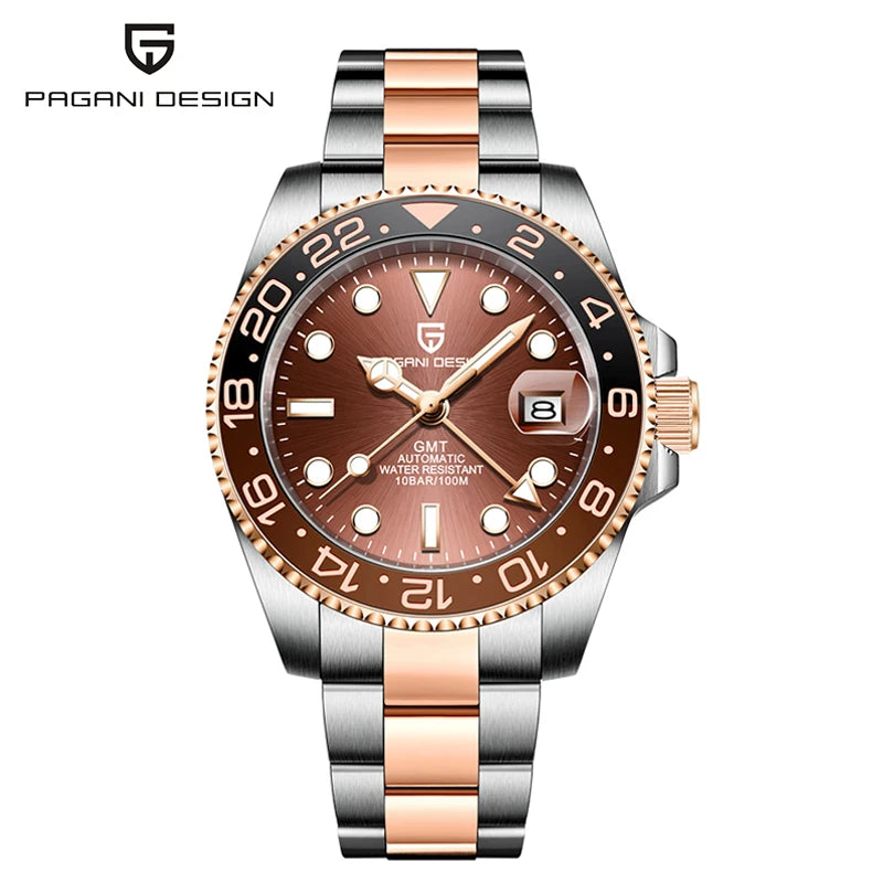 Montre automatique PAGANI DESIGN GMT 1662, montre-bracelet pour homme de 40 mm, étanche jusqu'à 100 m, montres-bracelets mécaniques pour homme Cloc