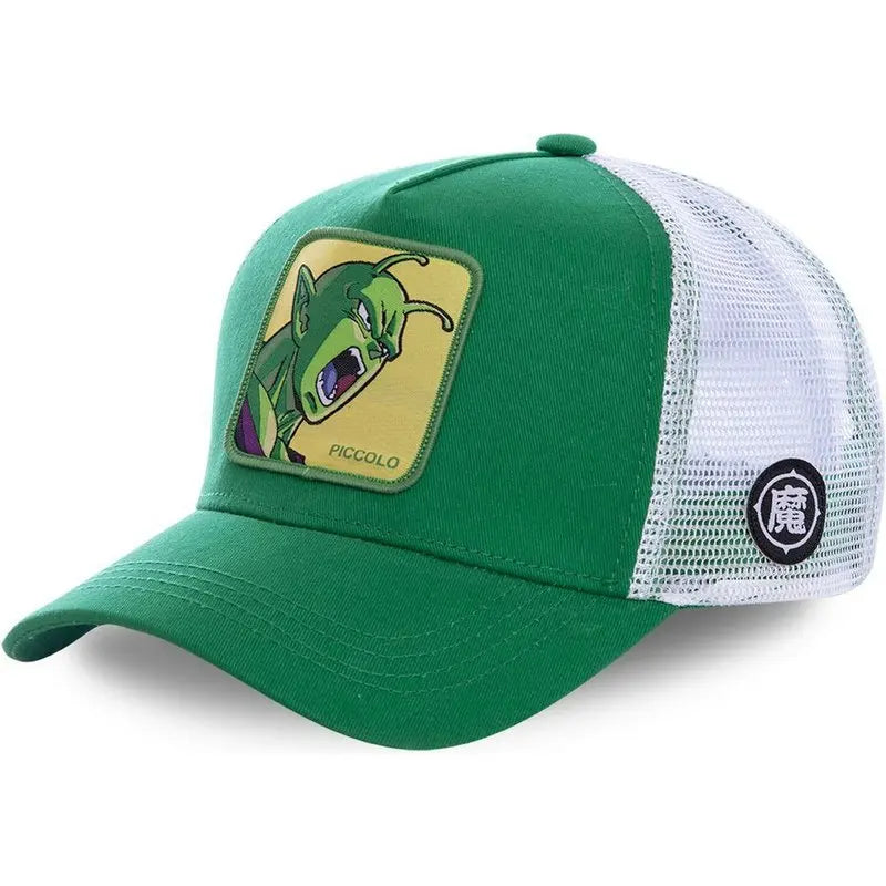 Dragon Ball Son Goku-Kappe, Sommer-Reisekappe mit Schirm, Herren-Kappe mit Stickerei, im Hip-Hop-Stil, Sonnenvisier, verstellbare Trucker-Kappe aus Netzstoff