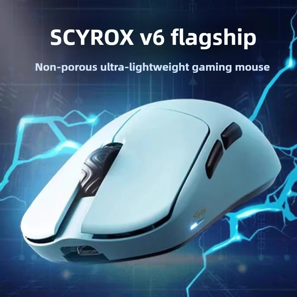 SCYROX V6 nieporowata bezprzewodowa mysz e-sportowa 40g 750IPS z odbiornikiem 8k, szybka reakcja, 3950, wysoka jakość, 8KHz, mysz gamingowa