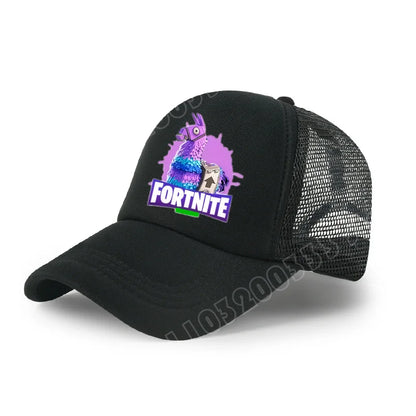 Fortnite-baseballkasket med tegneserieagtigt spilprint til børn, åndbar mesh-sommerkasket med justerbar skygge, fødselsdagsgave til børn