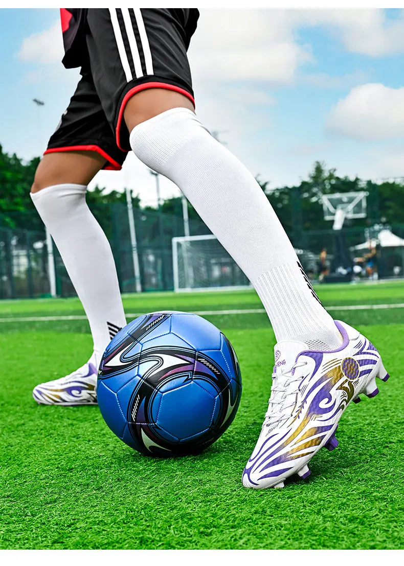 Scarpe da calcio originali da uomo, scarpe da allenamento, scarpe da calcio per bambini antiscivolo da esterno con tacchetti lunghi, scarpe da futsal da uomo, taglie 32-45