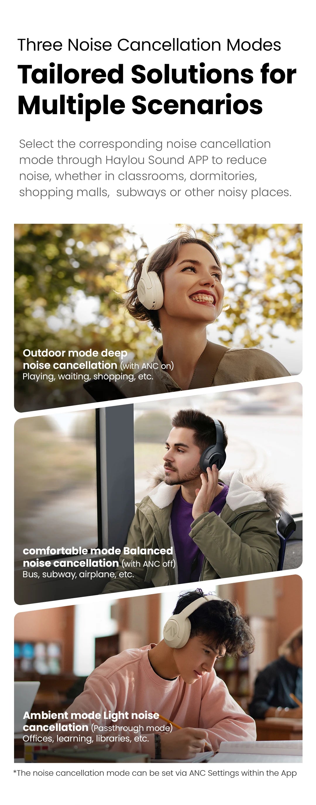 HAYLOU S30 Wireless Bluetooth 5.4 Headphones – 43dB Adaptive Noise Cancelling ANC Headset, 40mm Drivers, 80H Playtime, Hi-Res Audio Over-Ear Headphones