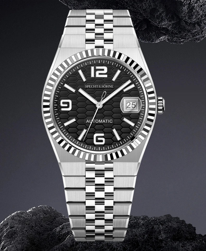 Specht & Söhne New Mens Watches Miyota 8215 Automatic Mechanical Wristwatches Stainless Steel Watch Relogio Masculino 37MM