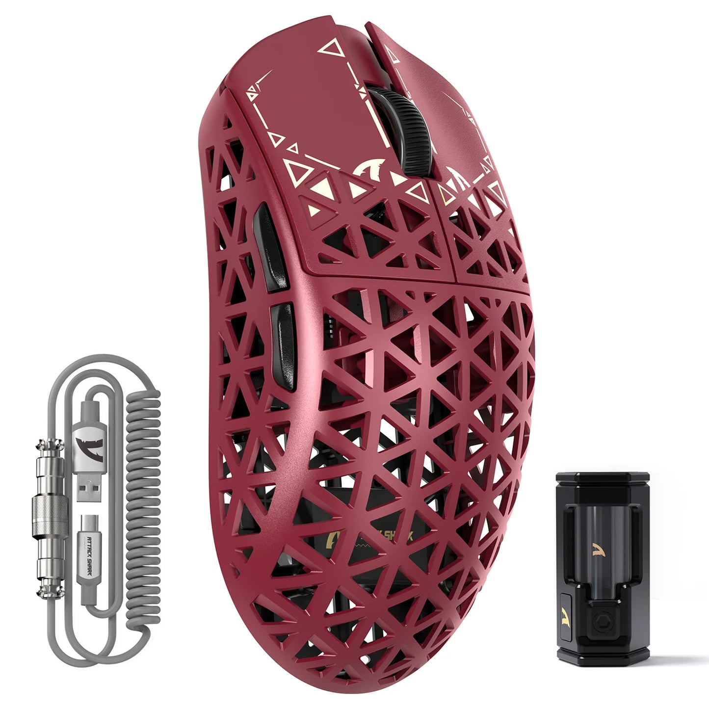 ATTACK SHARK R5Ultra Carbon Fiber Wireless 8K PAW3950MAX Gaming Mouse with 8K Coiled Cable