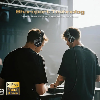 PUPGSIS Studio Monitor Headphones, Over Ear Headphones Wired, Professional 40kHz Hi-Res DJ Stereo Headphones - 1/4 to 3.5mm Jack
