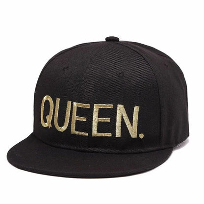 Unisex KING QUEEN Golden Thread Embroidery Hip-hop Hats Spring Autumn Outdoor Adjustable Casual Baseball Caps Sunscreen Hat Cap
