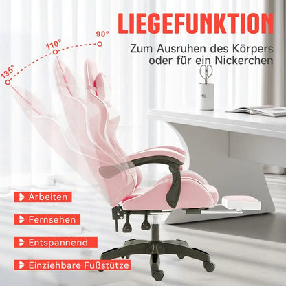 Ergonomic Gaming Chair, Office Chair, Height Adjustable, PU Leather Computer Chair, with Headrest and Lumbar Support, 360° Swivel