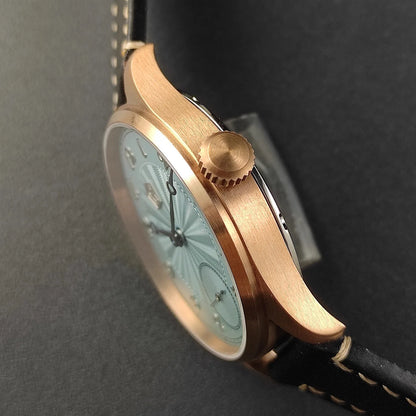 40.5 Men's Manual Mechanical Watch Tin Bronze Guilloché Surface Three-Dimensional Silver Nail Roasted Blue Needle Seagull ST3621