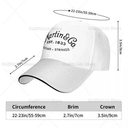 Casquette de baseball Martin Guitar Black Design authentique, streetwear, bonnets d'hiver pour femme et homme