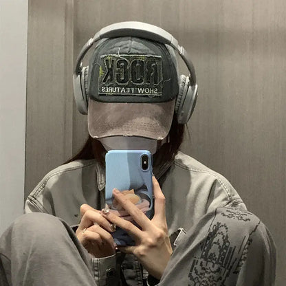 Boné de basebol em algodão com bordado ROCK de alta qualidade para homem e mulher, boné snapback Gorras para desporto ao ar livre e proteção solar