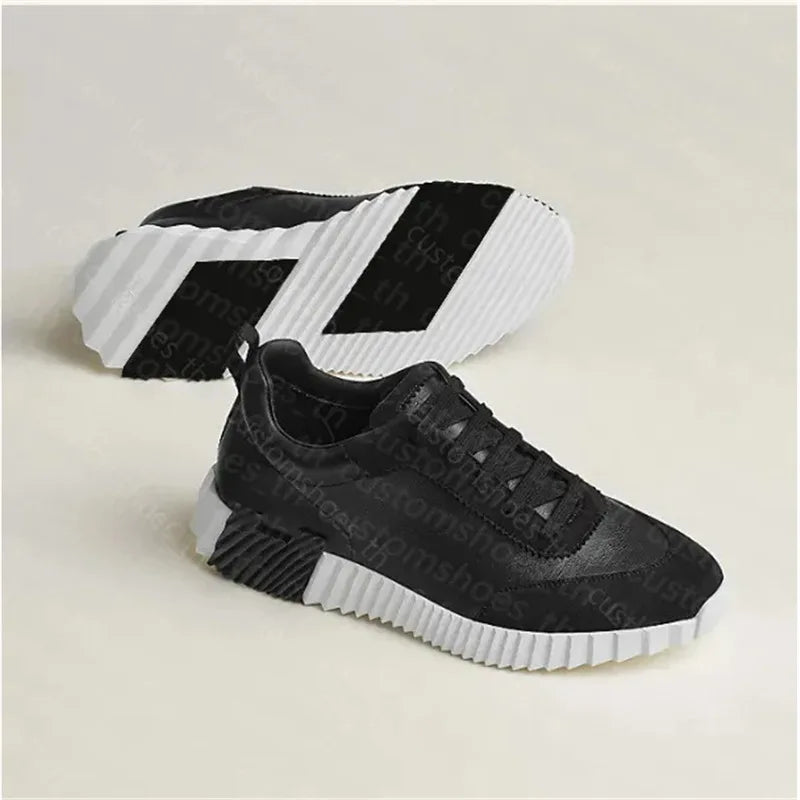 26SS Men's Casual Leather Running Shoes Breathable Low-Top Sneakers Black Comfortable Anti-Odor Rubber Sole All-Season Wear