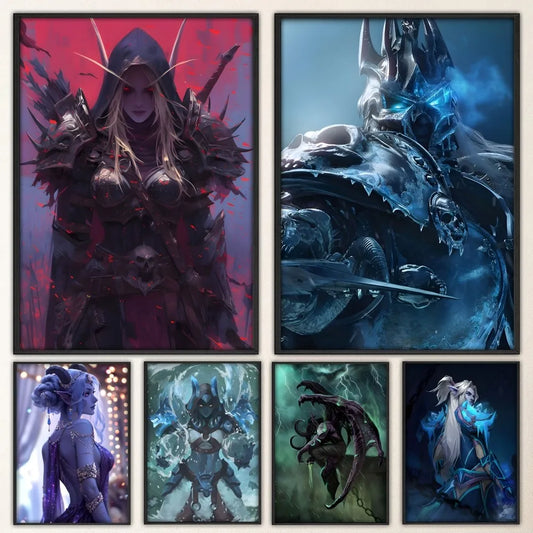 Poster World Of Warcraft za gaming svijet, elegantna zidna naljepnica za dnevni boravak ili bar, vintage dekorativna slika, srednja