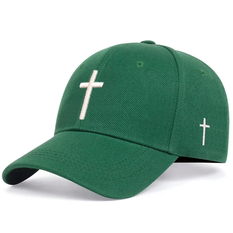 Unisex Cross Embroidery Baseball Caps Outdoor Adjustable Spring and Autumn Casual Sunscreen Hat