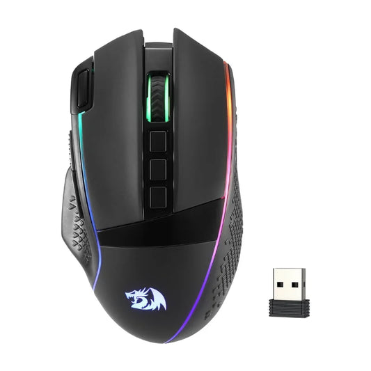 Redragon M991 Wireless Gaming Mouse 26000 DPI, Tri-Mode RGB Gaming Mouse with 9 Programmable Macro Buttons, PAW3395 Sensor for PC & Laptop