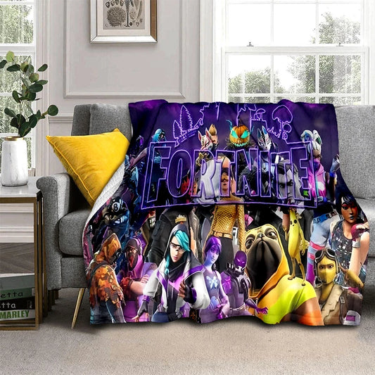 3D-F-Fortnites-Cartoon-Game-Flanelldecke, weiche warme Kuscheldecke für Schlafzimmer, Wohnzimmer, Bett, Reisen, Camping, Picknick, Geschenk