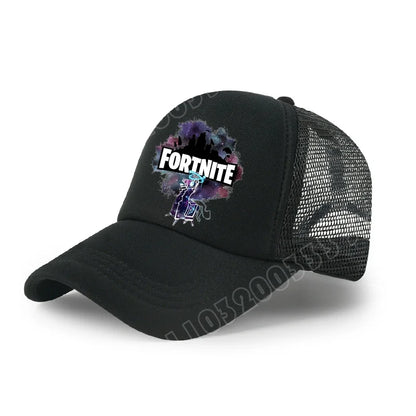 Fortnite-baseballkasket med tegneserieagtigt spilprint til børn, åndbar mesh-sommerkasket med justerbar skygge, fødselsdagsgave til børn