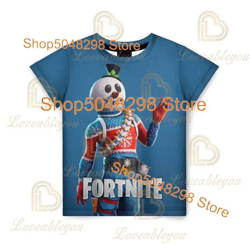 Dječja majica Cartoon Fortnite New Summer s 3D printom, za dječake i djevojčice, streetwear odjeća za odrasle i djecu, zabavna majica kratkih rukava s okruglim izrezom