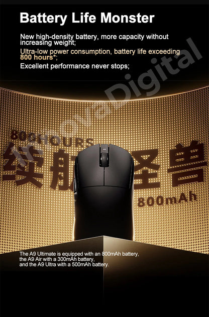 ATK Dragonfly A9 Ultimate Ασύρματο Gaming Mouse A9 Air PAW3950 Εξαιρετικά Ελαφρύ Εργονομικό Ποντίκι E-sports για Gamer FPS CSGO A9 Ultra