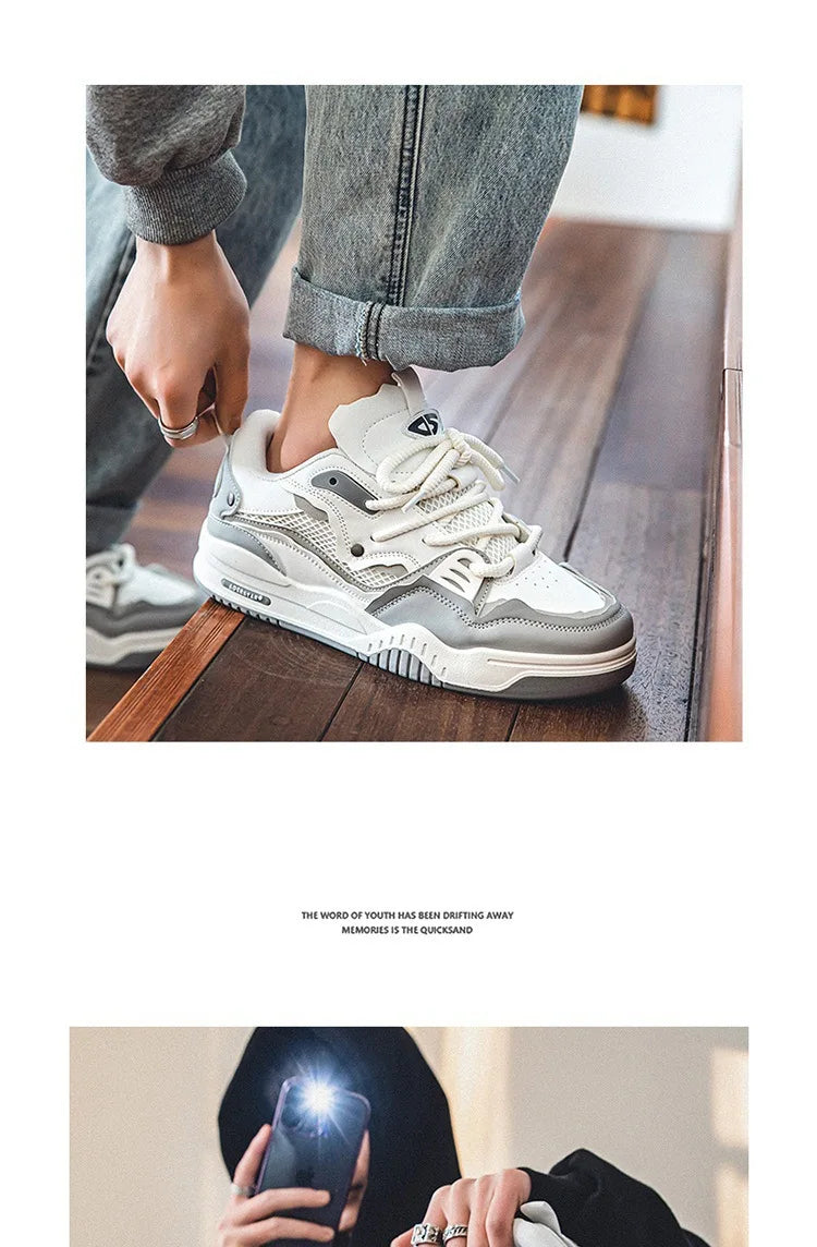 New Mesh Men's Casual Sneakers Comfortable Male Running Shoes for Men Lace-up Platform Skateboard Shoes Student Sports Sneakers