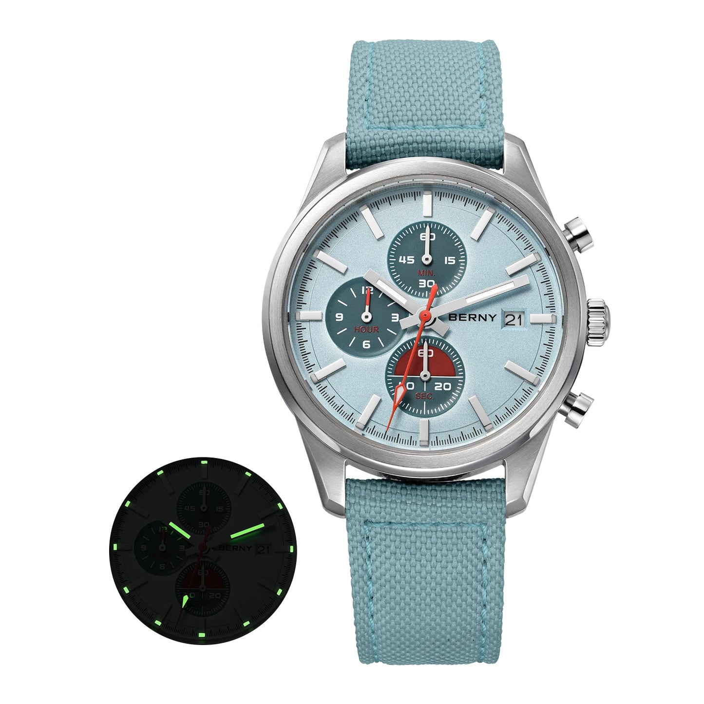BERNY Top Quartz Chronograph Men's Watches Luminous Miyota 0S10 Sapphire AR Coated 5ATM Waterproof 2026 New Sports Men's Watches