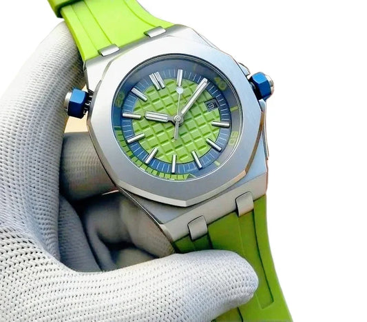High End 42mm Luxury Mens Automatic Watches 904L Stainless Steel Black Blue Rubber Bracelet Sapphire Lens Waterproof Casual