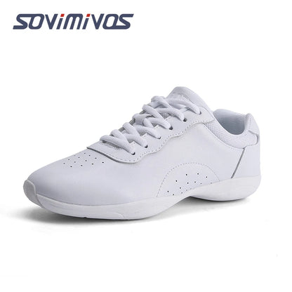 Zapatillas de baile para mujer, zapatillas deportivas planas y ligeras, zapatillas de gimnasia aeróbica de competición, zapatillas deportivas para fitness, zapatillas de baile blancas.