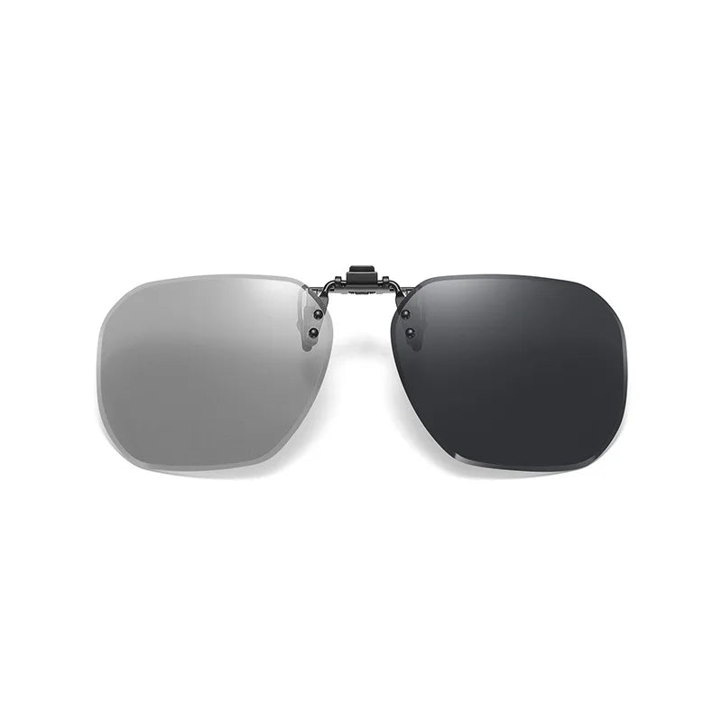 Clip On Flip Up Glasses Polarized Photochromic Sunglasses Lens Anti Glare UV400 Goggles Night Vision Yellow Driving Eyepiece