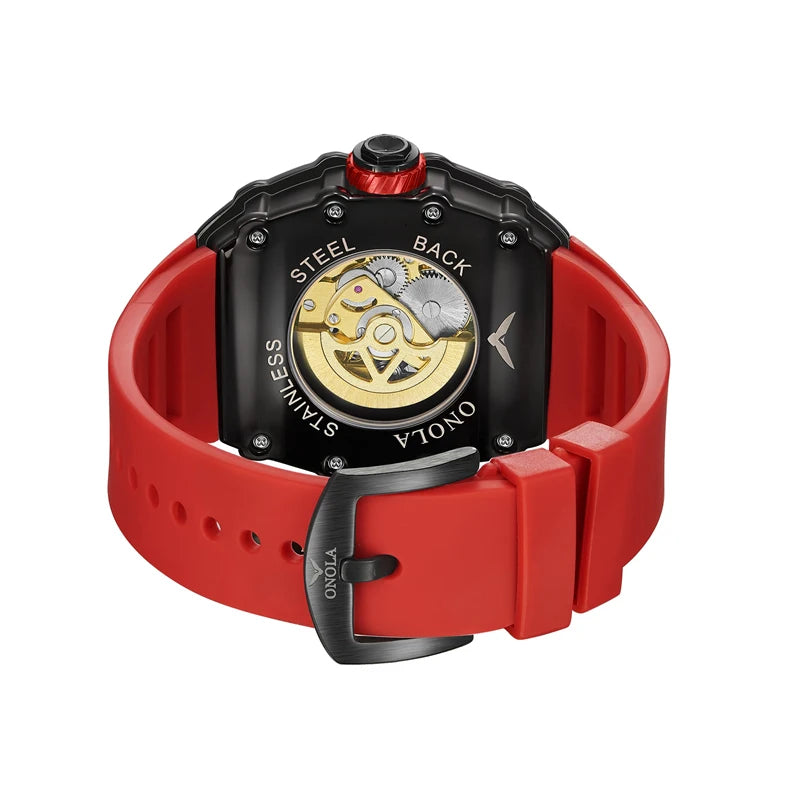 2022 New ONOLA Men Watch Automatic Mechanical Watch for Men Business Sport Wristwatch Luminous Waterproof Leather Belt Clock