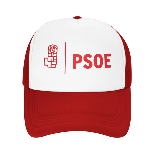 PSOE Logo Pedro Sanchez Mesh Trucker Hat Trendy  Summer Breathable Mesh-back Baseball Cap Adjustbale For Casual Wear