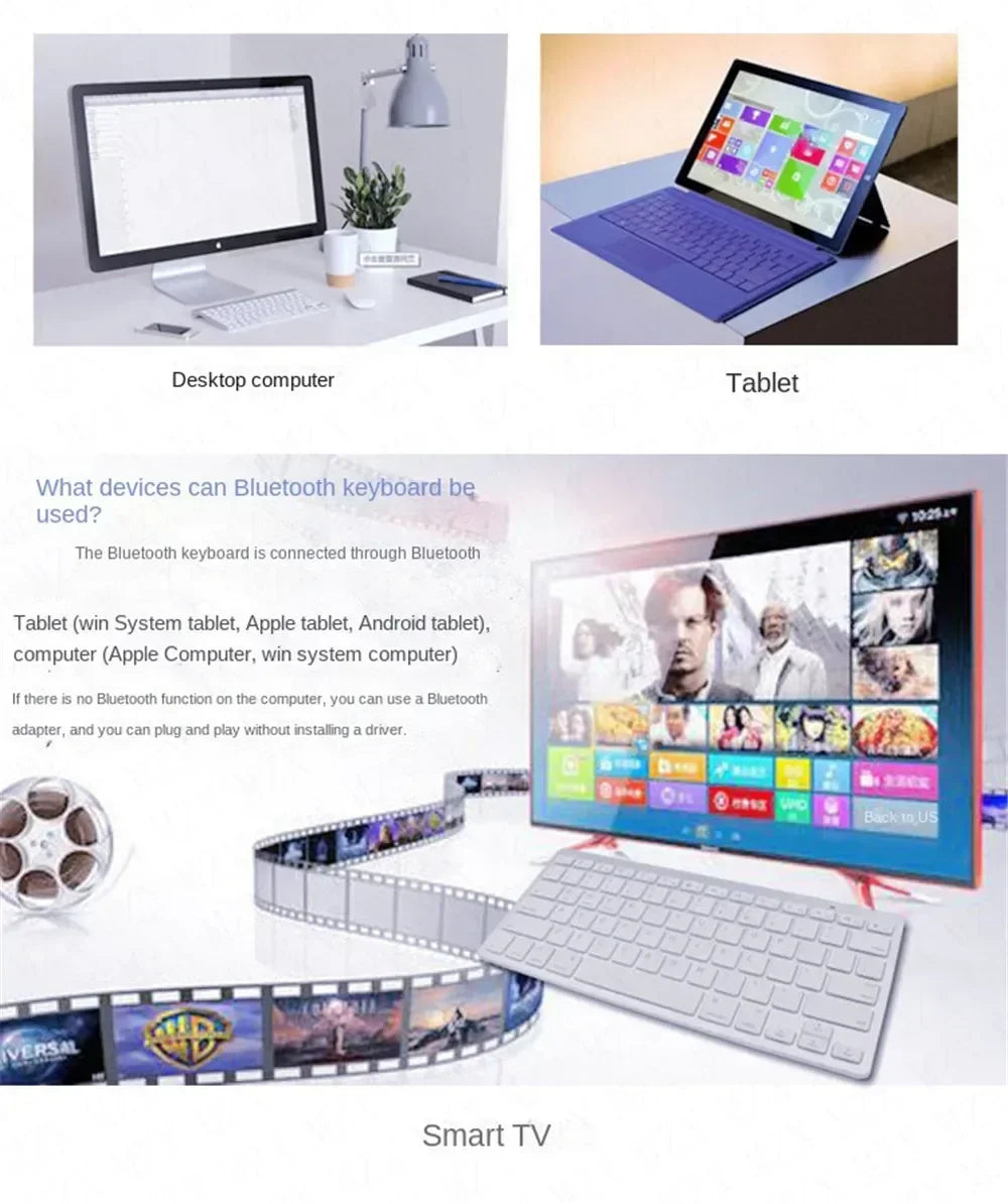 Mini Bluetooth Wireless Keyboard - 78 Keys Portable for PC/Tablet/Smartphone, Compatible with iPad, Compact Design forOffice