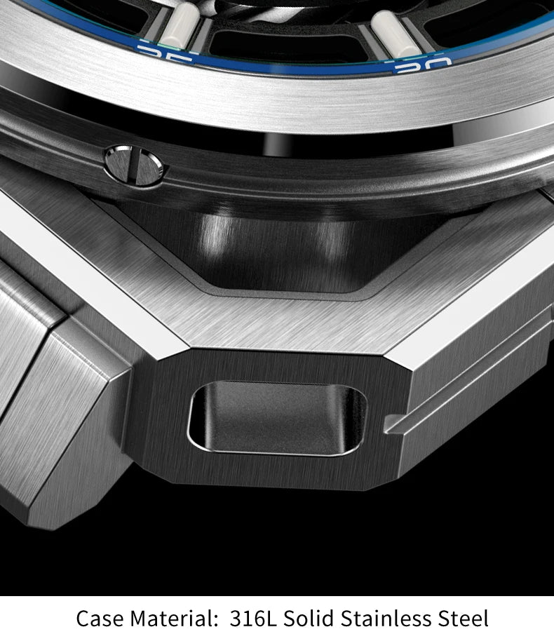 Yelang V1216 Men Watch Luxury Brand Watch 42mm Hollow Dial Japan MIYOTA 8N40 Automatic Movement 100M Waterproof Watch Luminous